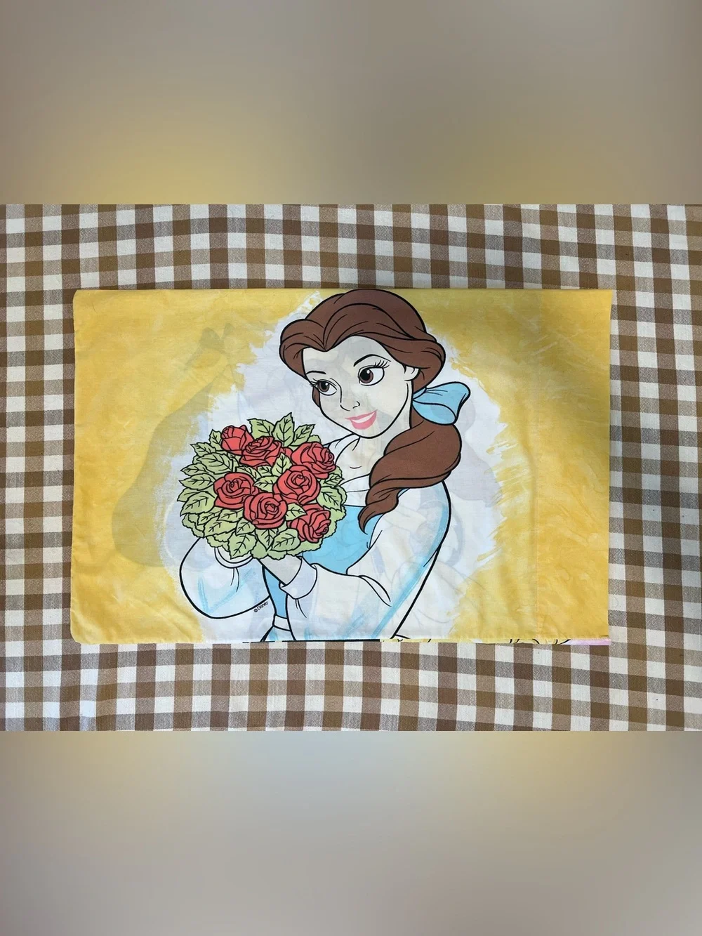 Vintage 90s Disney Princess Belle Beauty & the Beast Pillowcase Bedroom Bedding